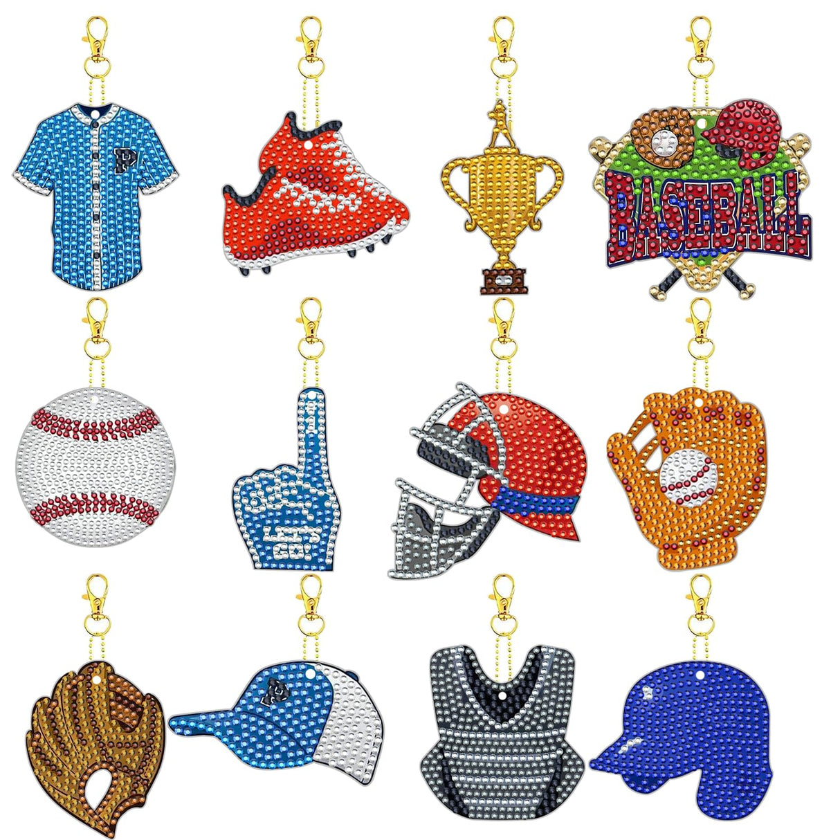 12 Pcs Baseball 5D DIY Diamond Art Painting Keychains Kits for Adult Beginners. Double Sided Hanging Baseball Keychains and Ornaments for Decoration Gifts (key05) Generic