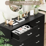 TTVIEW Tall Black Dresser, 5 Drawer Dressers with Large Capacity, Tall Dresser with Metal Handles, Chest of Drawers Cabinet Wood Dressers for Hallway Living Room TTVIEW