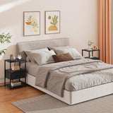 TUTOTAK End Table, Side Table with Charging Station, Nightstand Set of 2, Bedside Table with Fabric Drawer, Couch Table for Livingroom and Bedroom, Black TB01BK0692 TUTOTAK