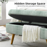 TODRANI Storage Ottoman Bench for Bedroom,43.5" Boucle Upholstered Entryway Shoe Seat Bench with Storage, Modern Padded Blanket Chest Stool Footrest for Living Room or Window Seating(Cyan) TODRANI