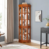 Corner Curio Cabinet with 5 Shelves and Lighting System, Oak(E26 Light Bulb not Included) Generic