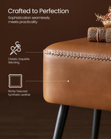 VASAGLE EKHO Collection - Bench for Entryway Bedroom, Synthetic Leather with Stitching, Ottoman Bench with Steel Legs, Living Dining Room, Mid-Century Modern, Loads 660 lb, Caramel Brown ULOM076K01 VASAGLE