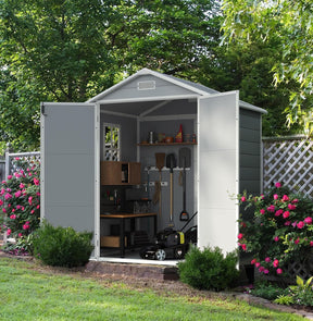 Devoko Outdoor Storage Shed, 6x4 FT Plastic Resin Shed with Floor, Garden Tool Sheds with Lockable Door for Patio Backyard Lawn Pool Devoko