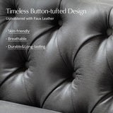 HULALA HOME 84" W Faux Leather Sofa Couch with Metal Legs, Button-Tufted 3-Seater Sofa, Mid Century Modern Contemporary Upholstered Couch for Living Room, Entertainment Area, Apartment,Grey HULALA HOME