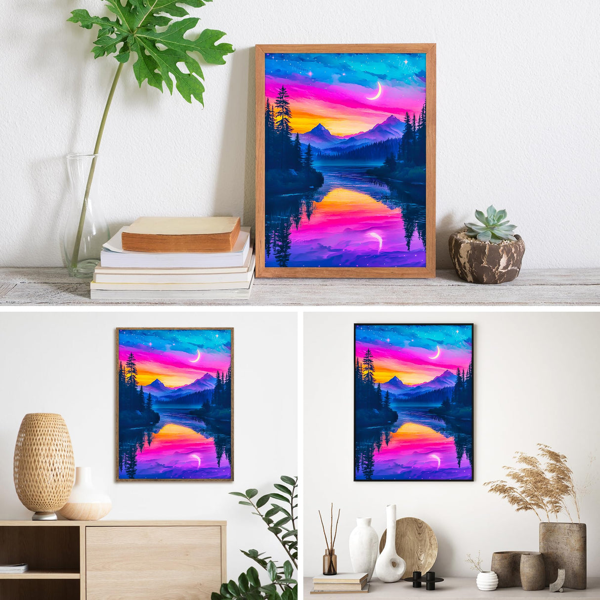 Upigi Diamond Painting Kits for Adults,Lake Landscape DIY 5D Diamond Painting Kits for Beginners,Round Full Drill Gem Art Crafts Kit for Home Wall Decor 12 x 16 Inch Upigi