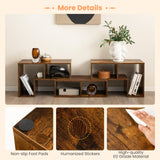 Tangkula 3 Pieces Console TV Stand, Free-Combination Entertainment Center for 50 55 60 65 Inch TV, Minimalist Modern Media Stand, DIY Open Storage Bookcase Shelf for Living Room (Brown) Tangkula