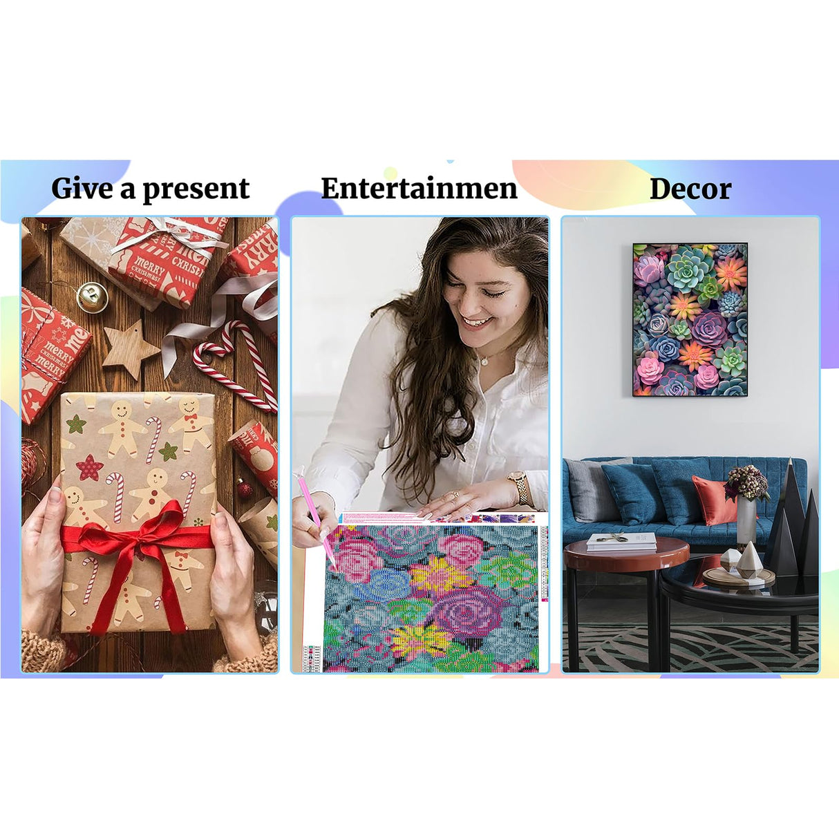 Succulents Squares Drill Diamond Painting-Succulent Squares Diamond Art,DIY Gem Art for Adults Succulent Plant Square Diamond Painting and Crafts for Gifts and Home Wall Decor 12x16inch Ausanrl