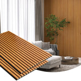 Gaahing 2 Pack Wood Finish Accent Wall Panels, 3D Slat Acoustic Paneling for Recording Studio, Office, Living Room Interior Decoration (Natural Walnut, 48"L x 24"W) Gaahing
