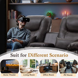 SnyFivv RV Power Loveseat Recliner Sofa, PU Leather Double Wall Hugger Reclining Sofa Home Theater Seating with Console, Cup Holders, LED Lights, 2 Person Couch RV Furniture for Living Room (Brown) SnyFivv