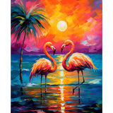 Tucocoo Pink Flamingos Paint by Number for Adults Beginner, DIY Digital Oil Painting Kits on Canvas with Brushes and Acrylic Pigment, Beach Sunset Hand-Painted for Home Decor 16x20 inch (Frameless) Tucocoo
