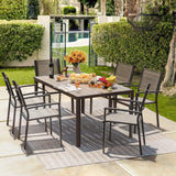 Homall Patio Dining Set 7 Pieces Outdoor Furniture with Large Table and 6 Textilene Chairs for Porch, Brown Homall
