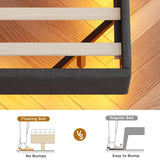 BTHFST Dark Grey Floating Queen Bed Frame with Charging Station, Hidden Storage, and RGB Lighting BTHFST