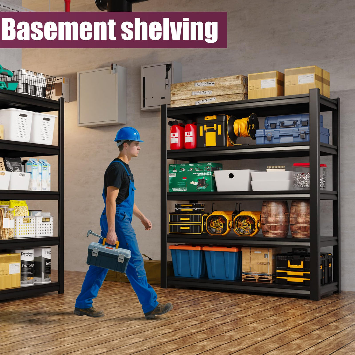 CVGFDR 5-Tier Garage Shelving Heavy Duty, 2500LBS Metal Shelving Unit, Adjustable Garage Storage Shelves, Easy Assembly Steel Shelving, Utility Storage Rack Shelf for Warehouse, 72”H*35.4”W*16”D CVGFDR