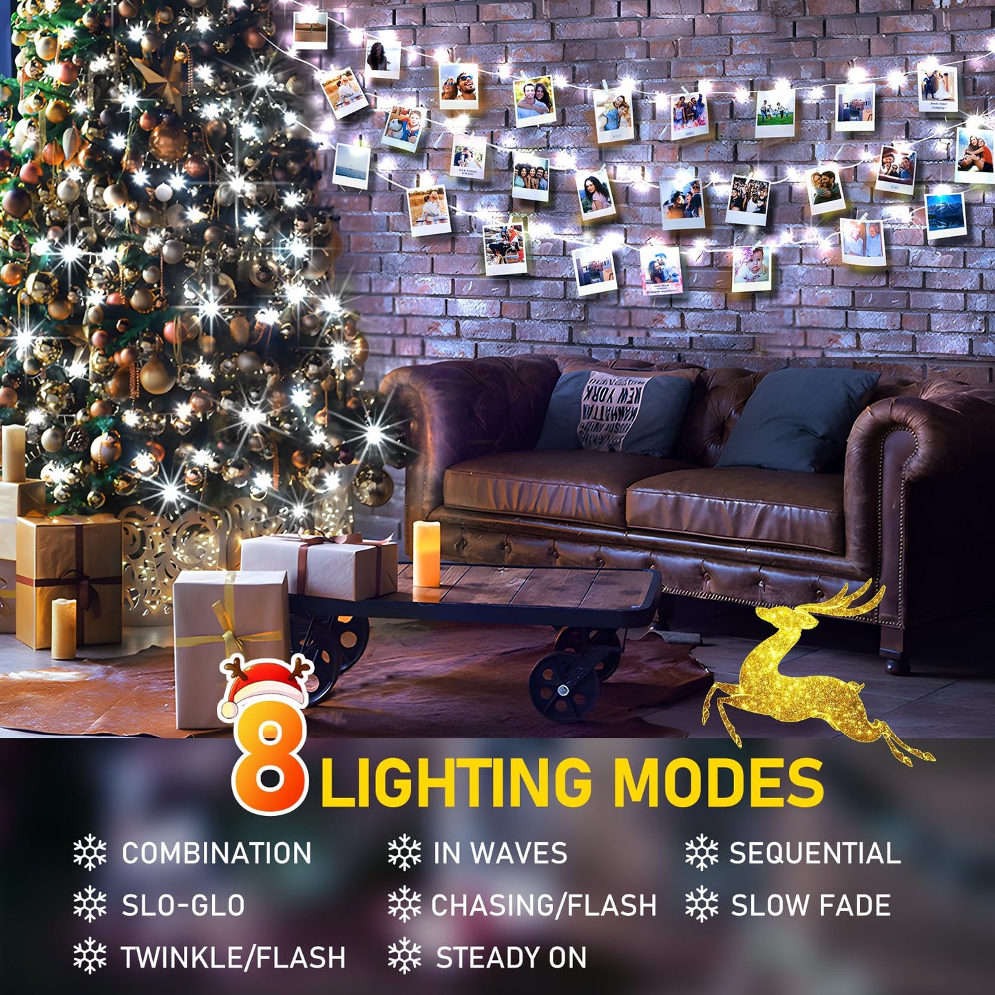 197FT 500 LED Christmas String Lights Outdoor with 8 Modes Timer Memory Function Waterproof Fairy Lights Plug in for Party Xmas Tree Yard Wedding Outside Indoor Decorations(Cold White)