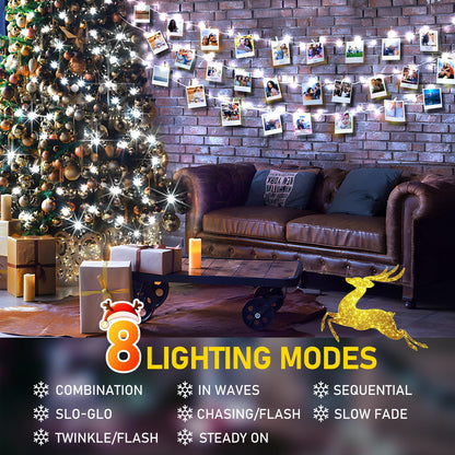 403FT 1000 LED Christmas String Lights Outdoor with 8 Modes Timer Memory Function Waterproof Fairy Lights Plug in for Party Xmas Tree Yard Wedding Outside Indoor Decorations(Cold White)