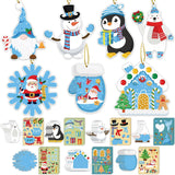 GuassLee Christmas Crafts Ornament Making Kit for Kids - 28pcs DIY Christmas Cutouts with Snowman Snowflake Penguin Gnome Christmas Stickers for Tree Decorations Christmas Winter Party Favors Supplies GuassLee