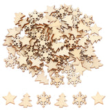 JJUNW 100Pcs Unfinished Wooden Stars Ornaments, Cutout Blank Wood Pieces Star, 0.59'' Small Wooden Stars for Crafts, Natural Wooden Cutouts Ornaments for Christmas Wedd (Christmas Tree Snowflake Star) JJUNW