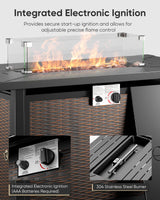 HUMMUH 5-Piece Patio Furniture Set with Fire Pit,Wicker Outdoor Swivel Rocker Chairs Patio Sofa for Backyard,Poolside,Deck HUMMUH