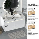 AHB 30 inch Bathroom Vanity W/Sink Combo, High Gloss Bathroom Cabinet, Smart Wall Mounted Sink Cabinet Auto Motion Sensor LED Light, Modern Floating Vanity with Faucet AHB