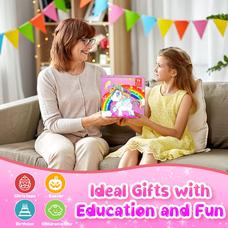 Jigsaw Puzzles for Kids Ages 4-6: Floor Puzzles for Kids Games 70 Pieces Large Toddler Educational Toys for Unicorn Activity Birthday Christmas Girls Boys Ages 3 4 5 6 7 8 9 10 Years Old Fikamd