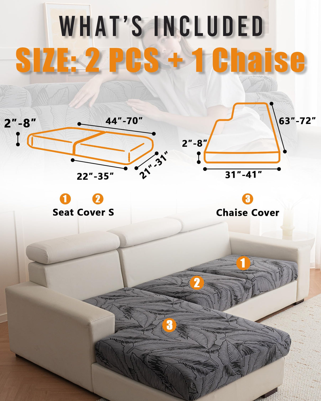 Cgeluy Sofa Cover Washable Sectional Couch Covers Sofa Slipcovers for 3 Cushion Couch Pet Friendly L Shaped Couch Protector Leaf Printed Covers for Dogs Kids Cgeluy