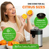Eurolux Electric Orange Juicer, Sleek Effortless Citrus Juice Squeezer for Lemon, Lime, Grapefruit | Powerful Motor, Easy to Clean, Removable Dishwasher-Safe Parts Eurolux