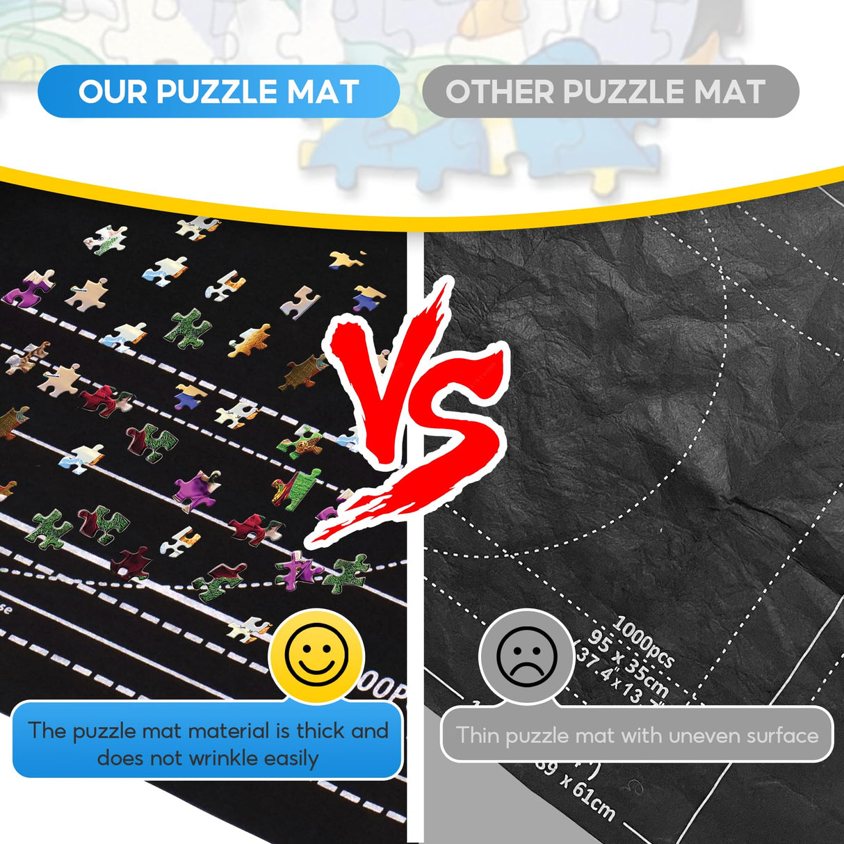 Jigsaw Puzzle Mat Roll Up 1500 2000 3000 Piece Portable Table Puzzle Board Mat Saver Keeper, Smooth Top & Non-Slip Felt Bottom with 6 Sorting Trays, Storage Bag, Inflatable Roller for Kids Adults Gift Brmoka