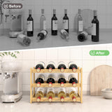 MHXW SXPN Wine Rack Countertop for 12 Wine Bottles, Small Bamboo Free Standing Racks Tabletop Display, Wooden Wine Storage Organizer for Cabinet Pantry Kitchen Bar Home Dining Room (Natural) MHXW SXPN