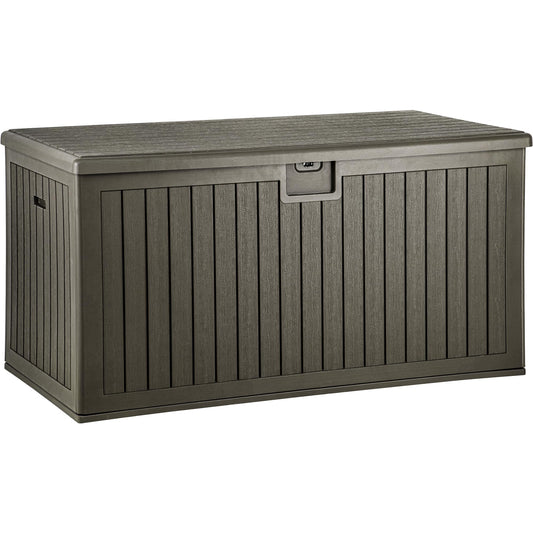 YITAHOME XXL 230 Gallon Large Deck Box,Outdoor Storage for Patio Furniture Cushions,Garden Tools and Pool Toys with Flexible Divider,Waterproof,Lockable (Light Brown)