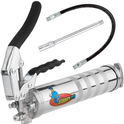 Slippery Pete Pistol Grip Grease Gun - Long Lasting Heavy Duty Steel Construction - Lubricate Tractors, RV's and Cars - Uses 14 Ounce Grease Cartridges - WoodArtSupply