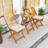 Tangkula 3 Pieces Acacia Wood Patio Folding Bistro Set, Outdoor Table and Chairs Set with Soft Cushions, Patio Furniture Set for Porch, Balcony, Garden, Deck and Backyard Tangkula