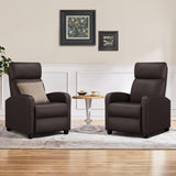 Yaheetech Padded Seat Recliner Chair Set of 2 Single Sofa Recliner Home Theater Seating PU Leather Upholstered Reclining Chair Brown Yaheetech