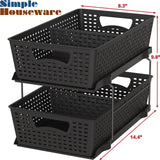 Simple Houseware 2 Tier Bathroom Organizer Tray Pull-Out Sliding Drawer/Under-Sink Storage, Black Simple Houseware