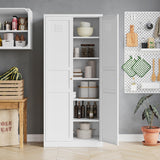 MIIIKO Metal Pantry Cabinet, Utility Storage Cabinets with 2 Doors and 5 Shelves, Versatile Freestanding Tall Cupboard for Kitchen, Bedroom, Laundry Room and Office, 71" H x 15.7" D x 31.5" W MIIIKO