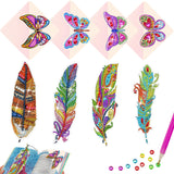 TDOOW 8 PCS Diamond Art Painting Bookmarks for Adults, Feather Diamond Art Bookmarks, Butterfly Corner Painting Book Mark Kits Craft DIY Diamond Art Kits Gem Small Dotz Gifts TDOOW