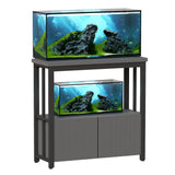 BEWISHOME 40-50 Gallon Fish Tank Stand, Heavy Duty Aquarium Stand with Thickened Metal Frame, Fish Tank Stand with Cabinet for Storage, 36.2" L* 17.7" W Tabletop 1000LBS Capacity Grey KYG03H BEWISHOME
