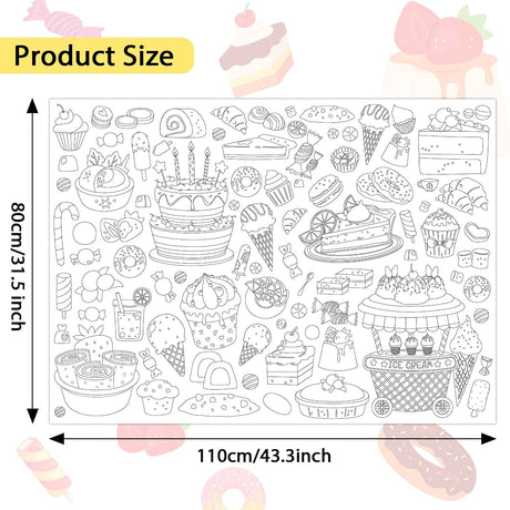 Ice Cream Coloring Poster for Kids Giant Coloring Poster Large Summer Sweet Treats Coloring Tablecloth Jumbo Coloring Books for kids Classroom Home Birthday Party Supplies Favor 31.4 x 43.3 Inch ZOIIWA