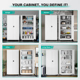 SISESOL Metal Storage Cabinet with Wheels,75 inch Rolling Garage Storage Cabinet with Lock,White Metal Cabinets with Wheels and Shelves,Tool Cabinets on Roller for Garage,Home,Office,Shop SISESOL