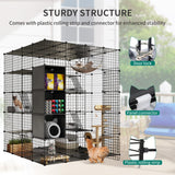 YITAHOME Cat Cage Indoor Large with Storage Cube DIY Outdoor Cat Enclosures Metal Cat Playpen with Hammock Platforms for 1-4 Cats 5 Tiers Cat Kennel Catio YITAHOME