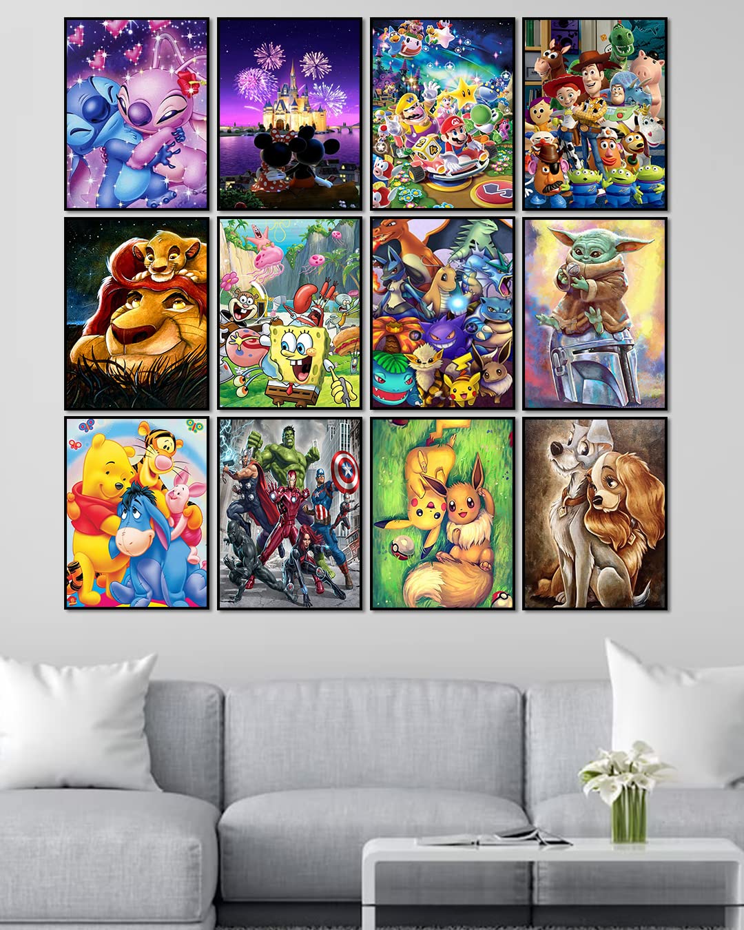 BOSWELL 5D Diamond Painting Kits for Adults - Set of 12 DIY Diamond Art Kits - Stunning Gem Paintings for Home Wall Decor & Gifts - Easy to Use & Relaxing Craft Activity BOSWELL