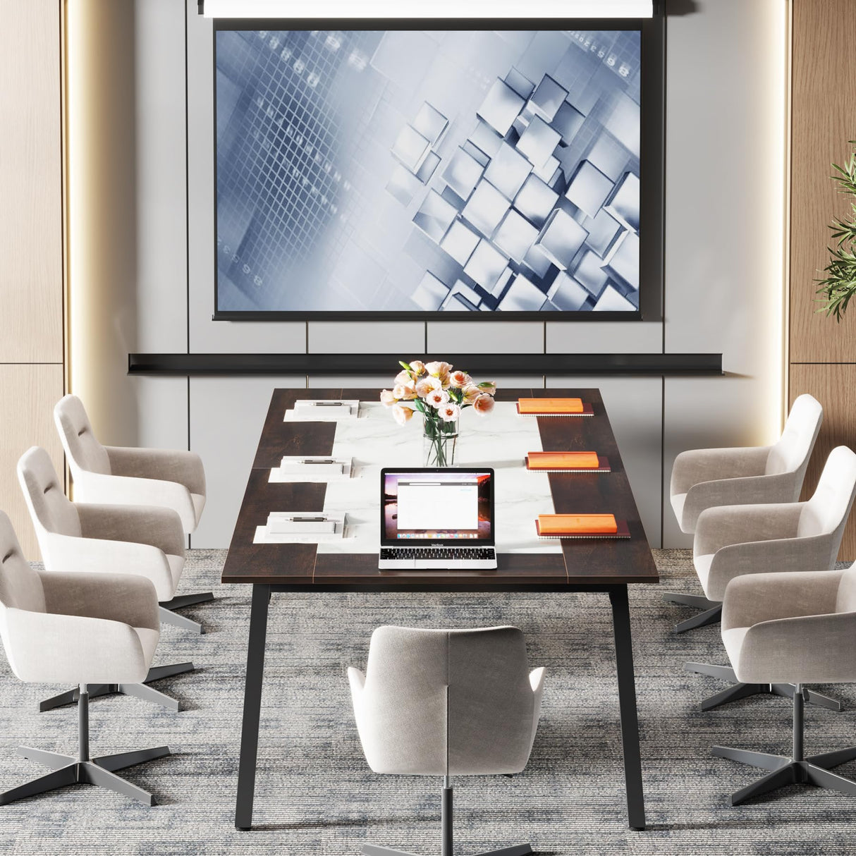 Tribesigns 6.56 FT Conference Table, 78.74-Inch Large Meeting Table for 8-10 People, Rectangle Office Conference Room Table, Business Seminar Table for Office Meeting Conference Room Tribesigns