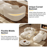 OUYESSIR Modern Oversized Curved Sectional Sofa for Living Room, 119" Luxury Plush Chenille Convertible Modular Sectional Sofas with Ottoman,Minimalist L-Shape Curved Cloud Couch, Cream White OUYESSIR