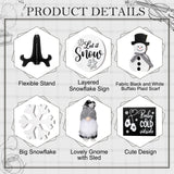 Yalikop 10 Pieces Christmas Farmhouse Winter Decor for Tiered Tray, Rustic Wooden Farmhouse Table Signs for Home Table Decoration Gift, Snowflake Style Yalikop