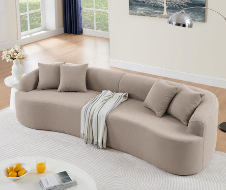 KEIKI Curved Lamb's Wool Boneless Modular Sectional Couch with Pillows, 4 Seater Comfy Cloud Sofa for Living Room Bedroom, Modern Minimalist Style, Compressed (No Assembly Required), Brown KEIKI