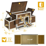 DWVO Solid Wood Chicken Coop for 4-6 Chickens, Outdoor Wooden Chicken Run Pen with 2 Nesting Boxes, Poultry Cage Rabbit Hutch Duck Coop Hen House w Weatherproof Roof & Removable Tray, Brown DWVO