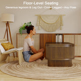 Lift Top Coffee Table with Large Storage,Lifting Converts to Dining Table, Round Pop Up Coffee Table Fluted Oval Wood Center Table For Living Room,Fully Assembled Space-Saving for Eating&Laptops DGpoco