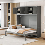Harper & Bright Designs Full Size Murphy Bed Wall Bed with Storage Cabinets, Space-Saving for Multipurpose Guest Room Bedroom or Home Office, Gray Harper & Bright Designs