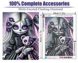 cdjlddww Gothic Diamond Painting Kits for Adults, 5D Diamond Art Kits for Beginners, DIY Bear Round Full Diamond Gemstone Art Rhinestone Painting for Wall Decor 12X16 inch cdjlddww