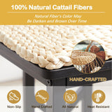 VECELO 43.3" Kitchen & Dining Table Set for 4, Rustic Farmhouse Style with 2 Benches and Wicker Cushions, Compact Metal Frame with Adjustable Foot Pads, Black VECELO