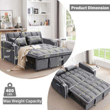 Convertible Sofa Bed,3-in-1 Velvet Sleeper Couch Pull-Out Bed,55'' Loveseat Sleeper Sofa Bed with Adjustable Backrest with 2 Pillows and Storage Bag & USB Port and Swivel Phone Stand,Dark Gray WIIS' IDEA